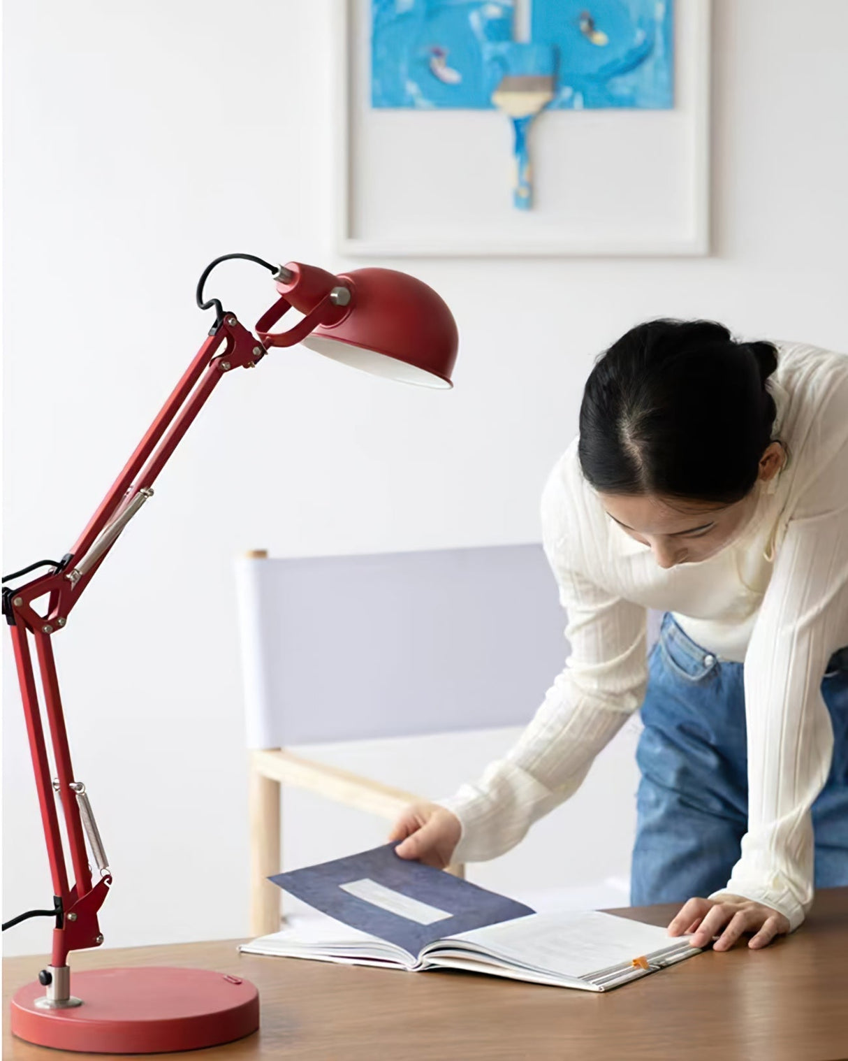 Adjustable Task Lamp  Red Metal Swing Arm Design - Product detail 7