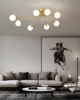 Modern Molecular Ceiling Light  Brass Arms White Glass Globes - Product detail 5