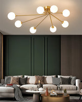 Modern Molecular Ceiling Light  Brass Arms White Glass Globes - Product detail 12
