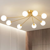 Modern Molecular Ceiling Light  Brass Arms White Glass Globes - Product detail 4