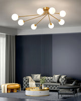 Modern Molecular Ceiling Light  Brass Arms White Glass Globes - Product detail 8