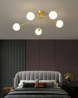 Modern Molecular Ceiling Light  Brass Arms White Glass Globes - Product detail 9