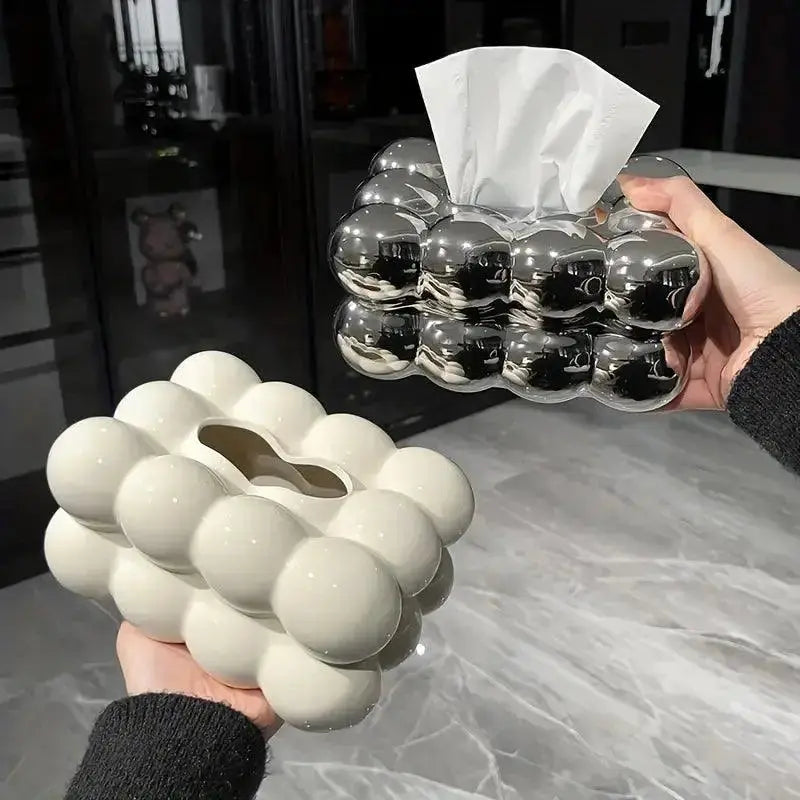 Modern Ceramic Tissue Box  Bubble Cloud Design - Product example