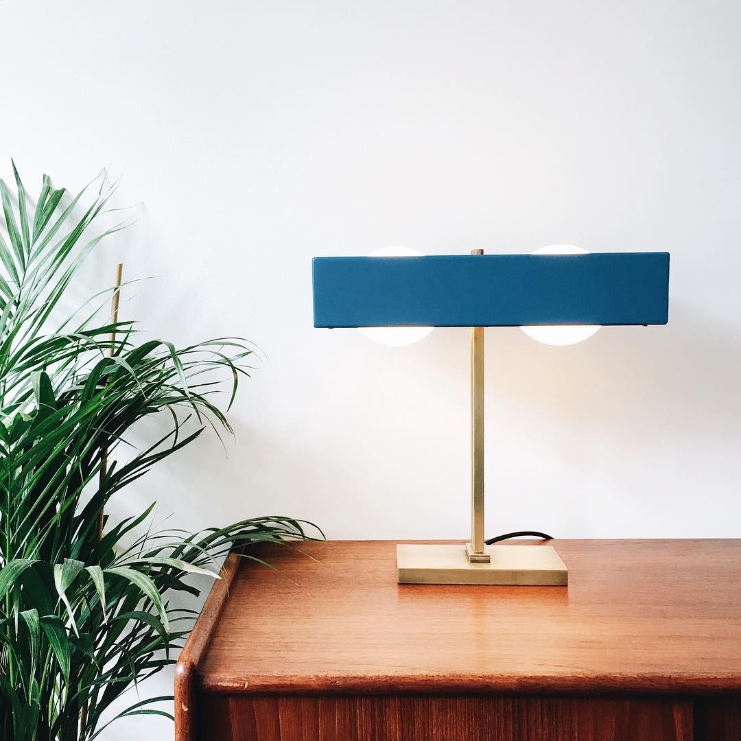 Modern Table Lamp  Metal Base with Black Shade - Detailed view