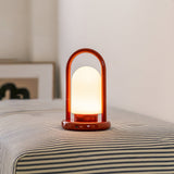 Portable LED Table Lamp  Modern Metal Frame Glass Shade - Detailed view