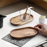 Minimalist Wooden Serving Tray  Oval Solid Wood Design - Product example