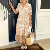 Floral Maxi Dress  Blue and White V-Neck Pattern - Product detail 5