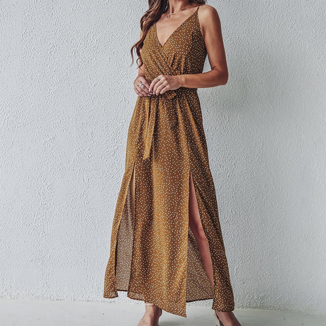 Summer Floral Maxi Dress  V-Neck Split Design - Product detail 12