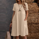 Summer Midi Dress  Tiered Cotton Blend Casual Design - Product detail 9