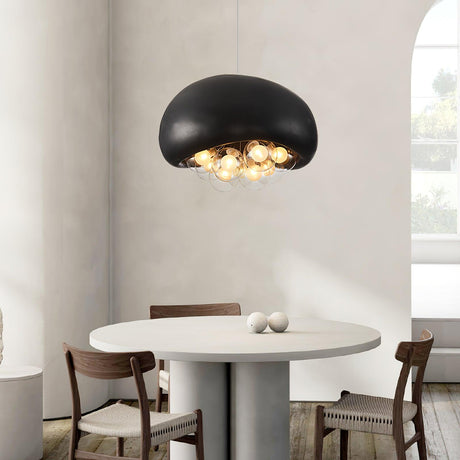 Modern Bubble Ceiling Light  Matte Black Dome With Glass Spheres - Product showcase