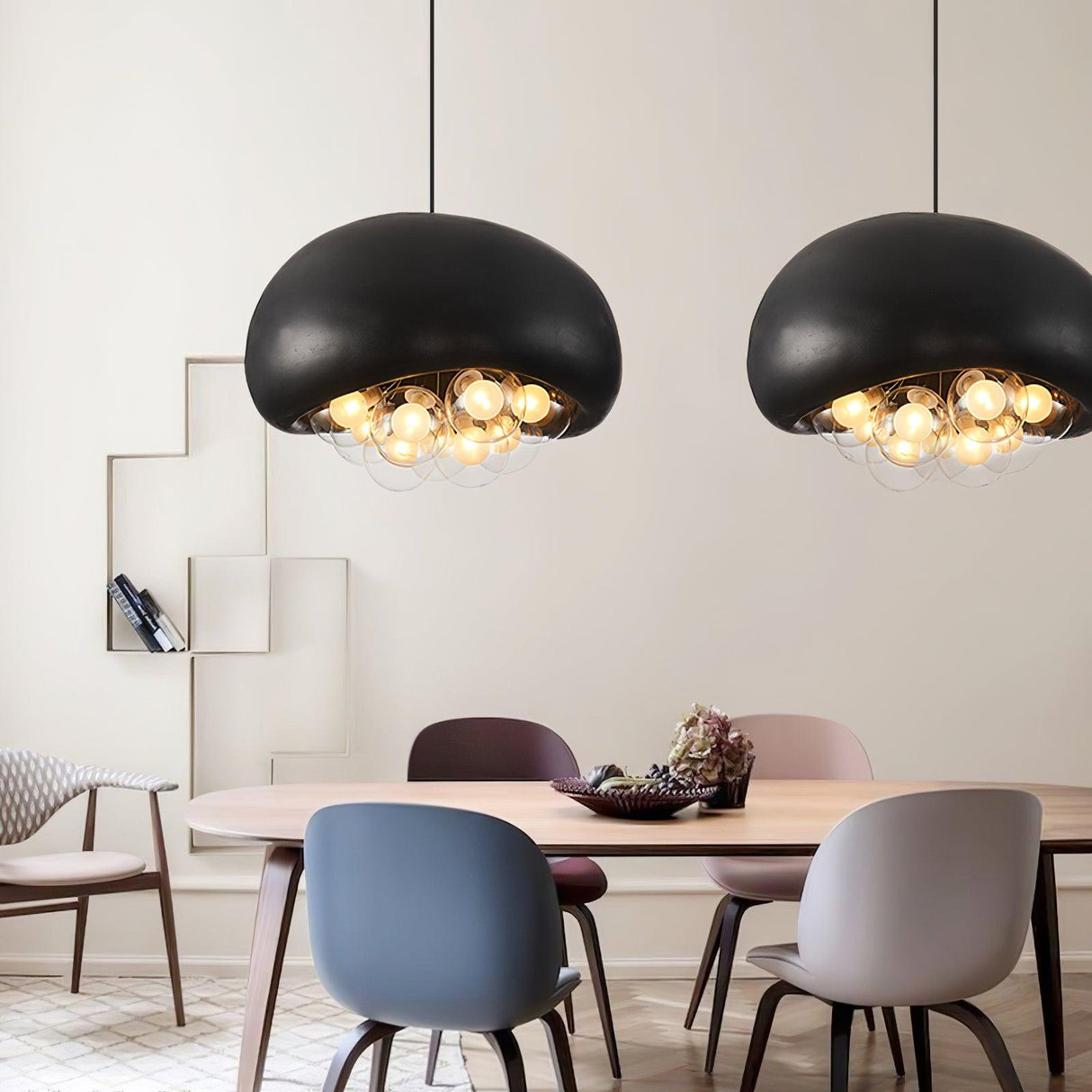 Modern Bubble Ceiling Light  Matte Black Dome With Glass Spheres - Product detail 17