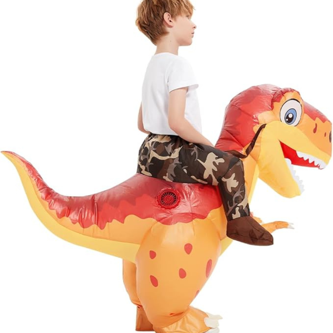 Inflatable Dinosaur Costume  Kids Ride-On T-Rex Design - Detailed view
