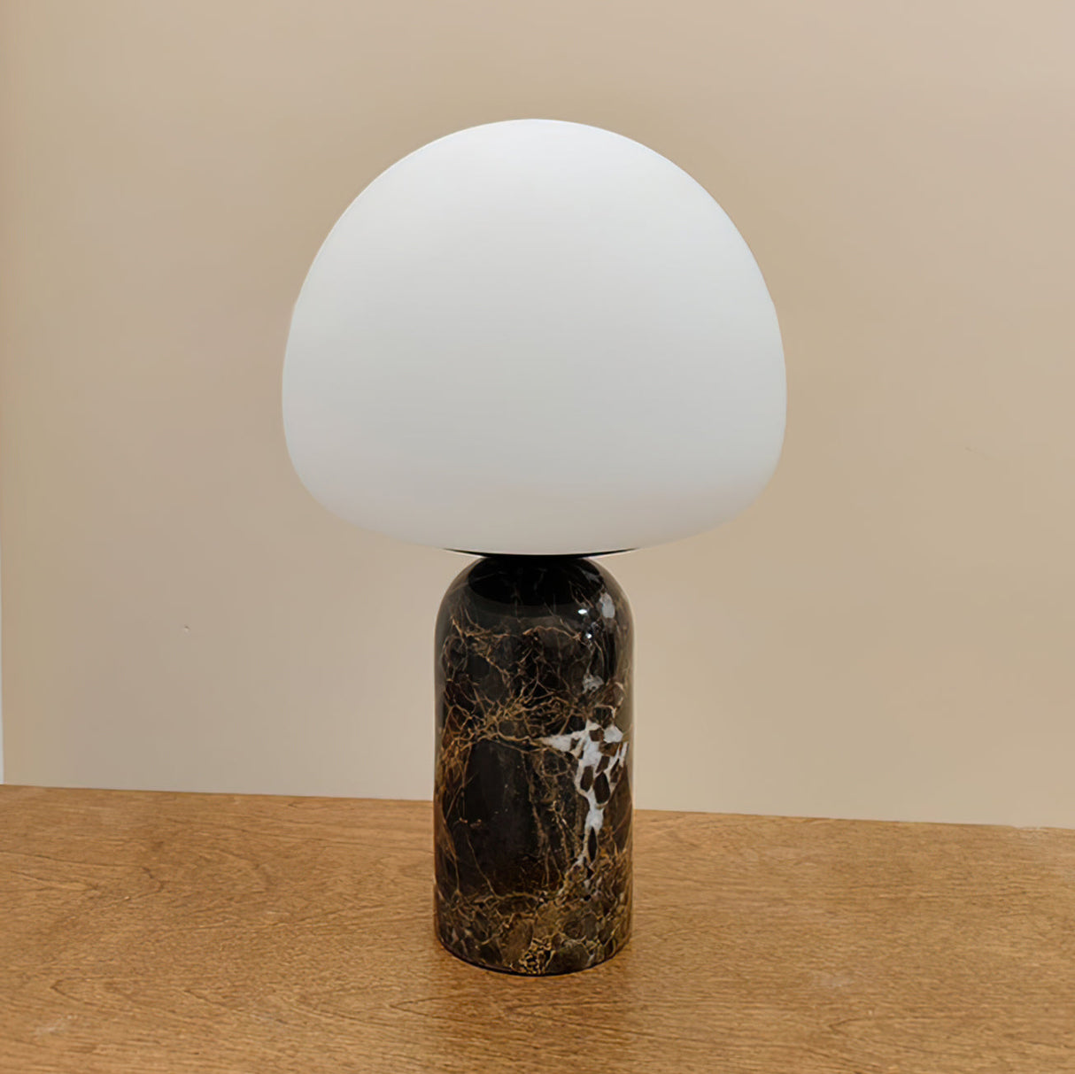 Marble Table Lamp  Black Base White Glass Shade - Product detail 6