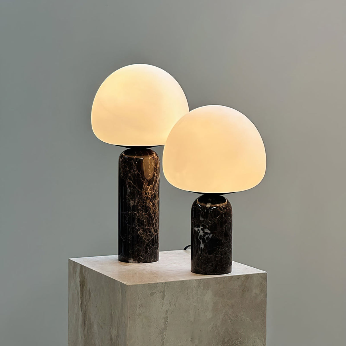 Marble Table Lamp  Black Base White Glass Shade - Product detail 4
