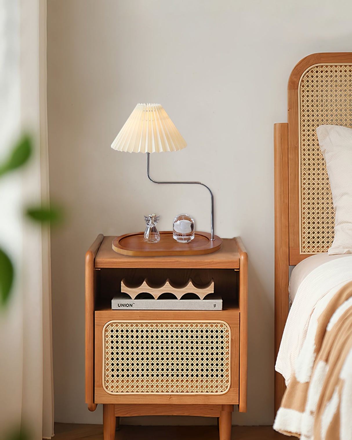 Modern Table Lamp  Wood Base with Pleated Shade - Product detail 8