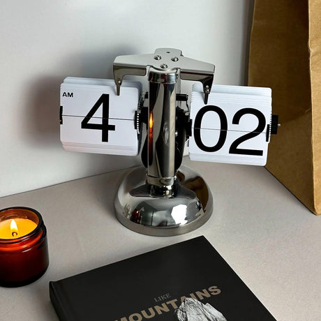 Retro Flip Clock  Stainless Steel Minimalist Design - Product detail 4