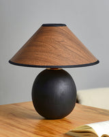 Wooden Table Lamp  Black Base with Walnut Shade - Product detail 14