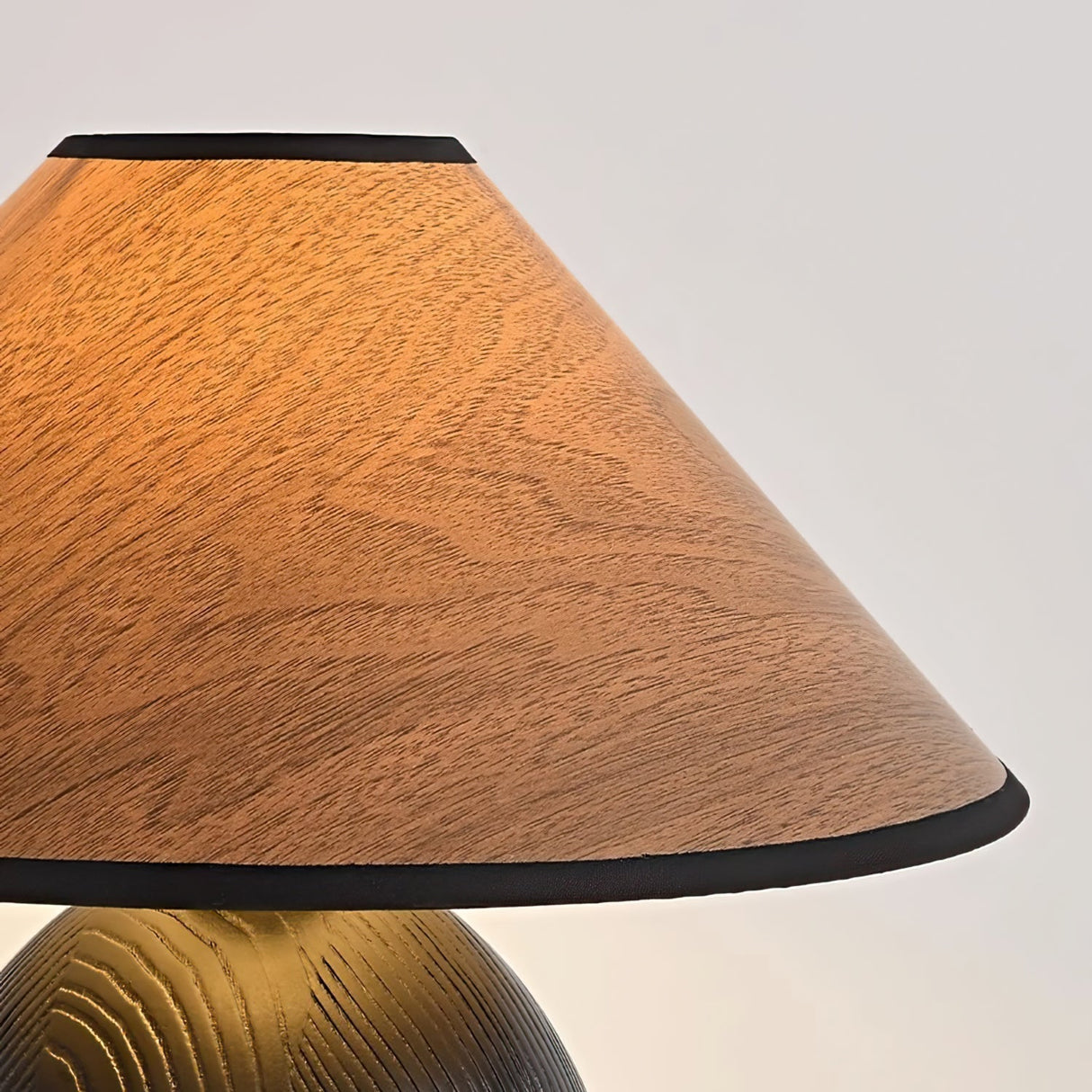 Wooden Table Lamp  Black Base with Walnut Shade - Product detail 4