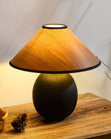 Wooden Table Lamp  Black Base with Walnut Shade - Product detail 10