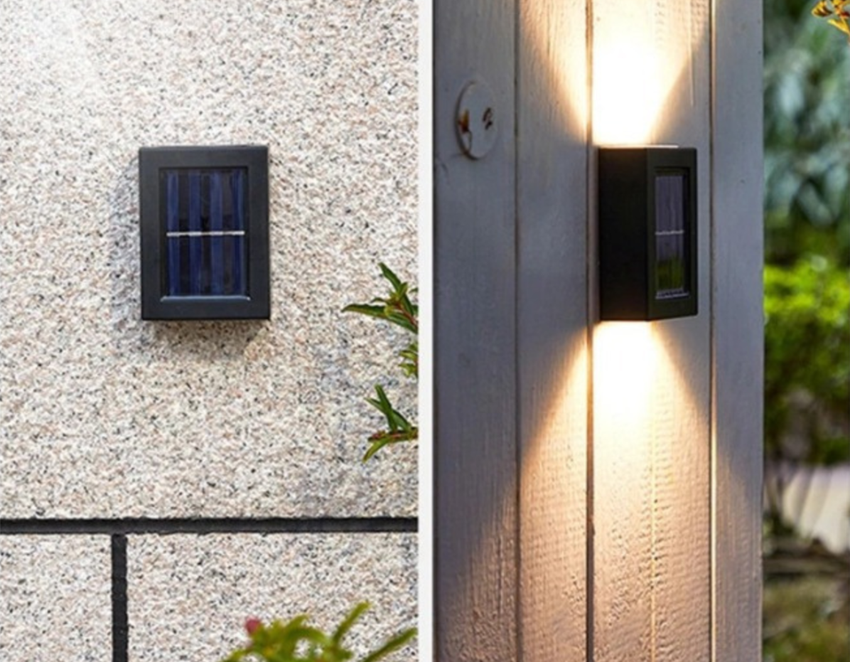 Modern Solar Wall Lights  Dual Beam Outdoor LED Sconces - Detailed view