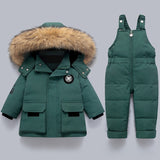 Kids Winter Snow Set  Insulated Jacket with Fur Hood  Overalls - Product detail 6
