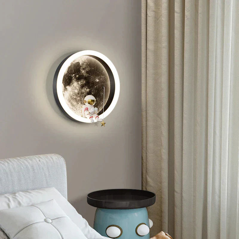 Moon LED Wall Light  Astronaut Design with Warm Glow - Detailed view