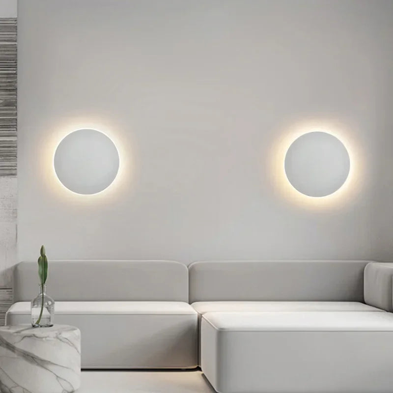 Modern LED Wall Light  Circular Backlit Design - Detailed view