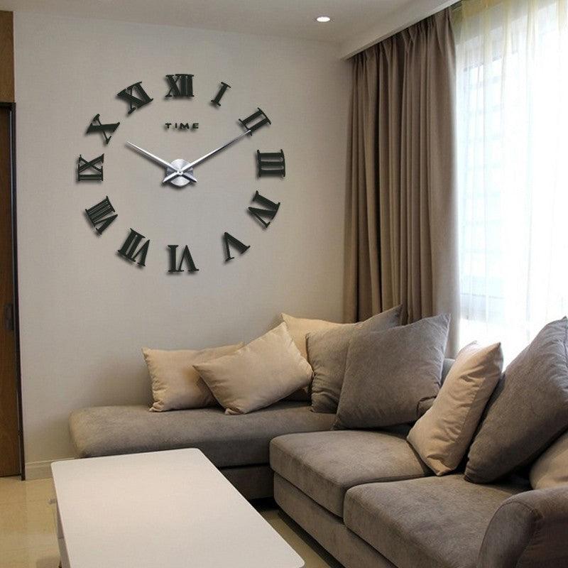 Modern Wall Clock  Roman Numeral Silver Mirror Design - Product example