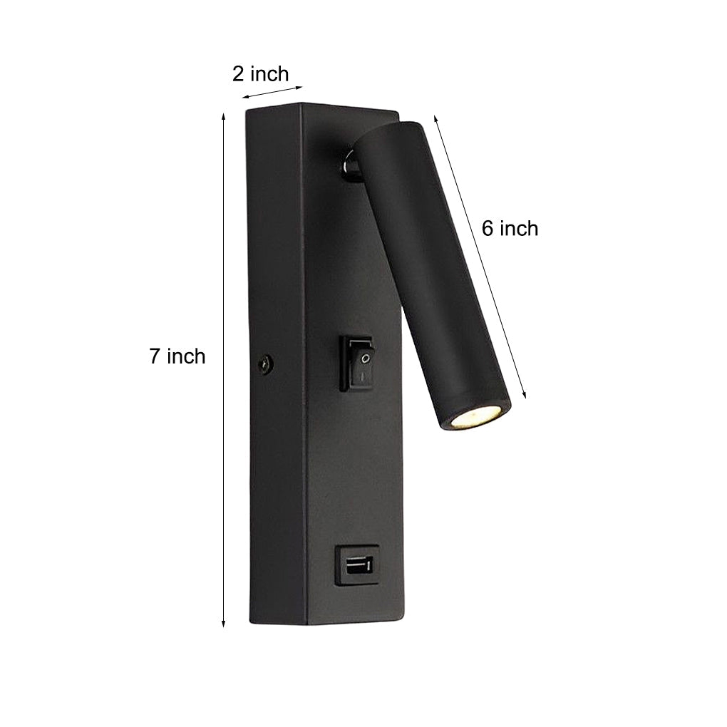 Modern LED Wall Light  Adjustable Black Metal With USB - Product example