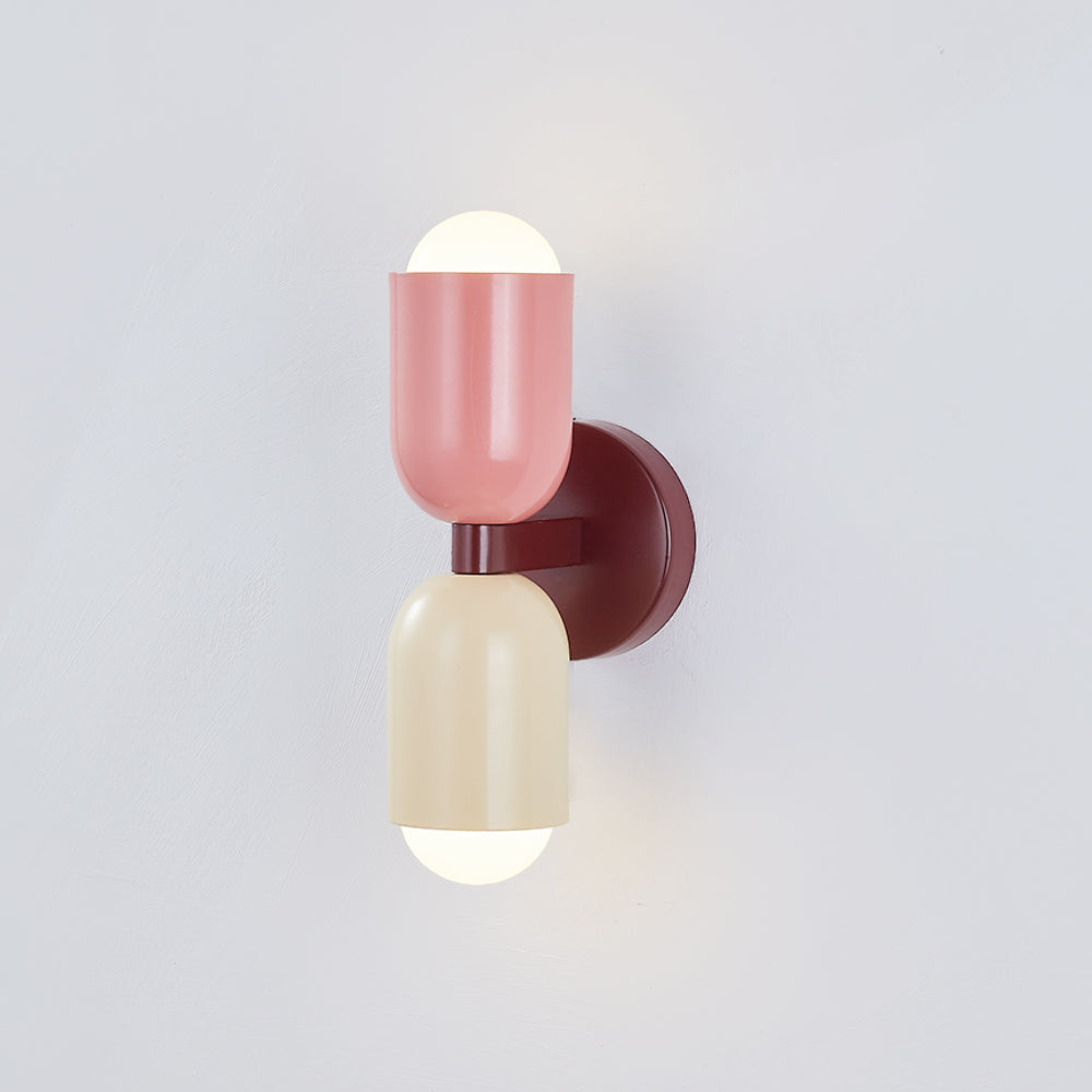 Modern Wall Sconce  Dual Capsule Design in Coral and Cream - Product detail 6