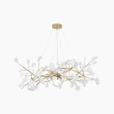 Ginkgo Leaf Chandelier  Brass and White Floral Design - Product detail 29