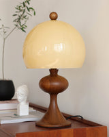 Mid Century Table Lamp  Glass Dome Wood Base - Product example