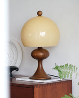 Mid Century Table Lamp  Glass Dome Wood Base - Product detail 4