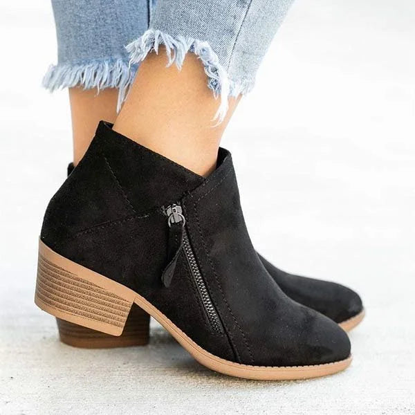 Comfort Ankle Boots  Suede Leather Side Zip Design - Product detail 4