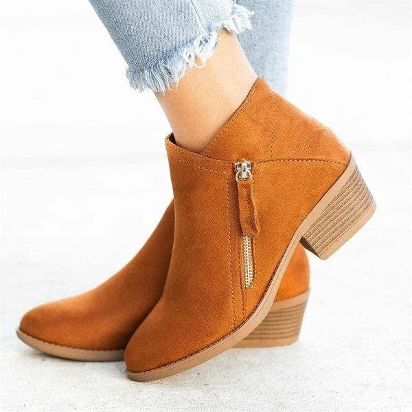 Comfort Ankle Boots  Suede Leather Side Zip Design - Product detail 5