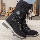 Winter Combat Boots  Knitted Cuff and Anti-Slip Sole - Detailed view