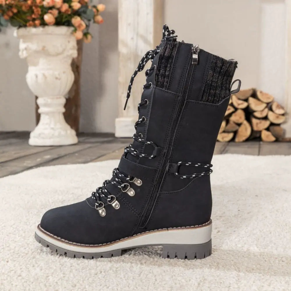 Winter Combat Boots  Knitted Cuff and Anti-Slip Sole - Product example