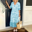 Floral Maxi Dress  Blue and White V-Neck Pattern - Product detail 9