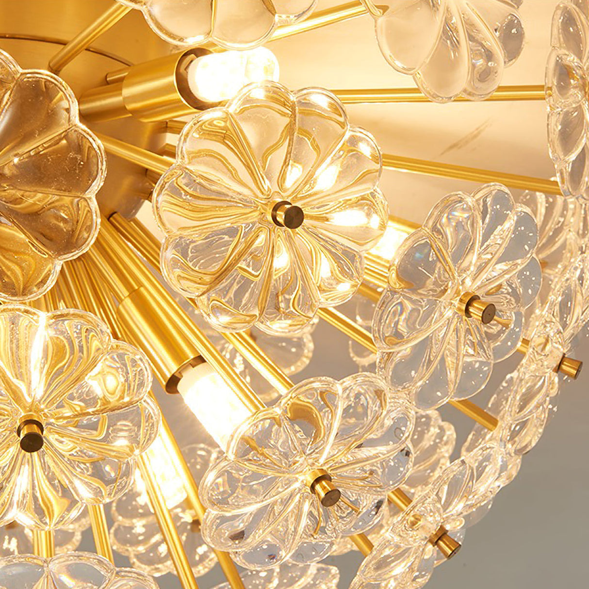 Crystal Flower Ceiling Light  Gold Metal Floral Design - Product detail 6