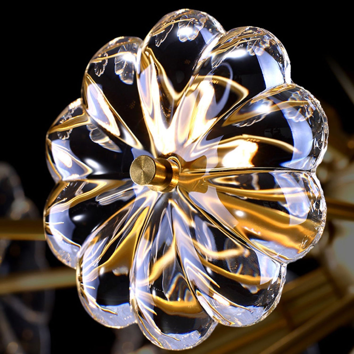 Crystal Flower Ceiling Light  Gold Metal Floral Design - Product detail 12