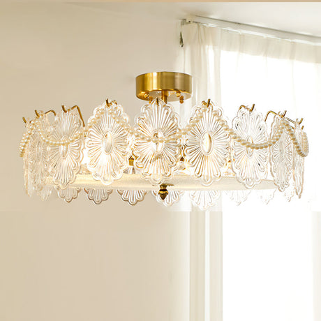 Floral Glass Ceiling Light  Brass Frame with Petal Design - Product detail 11