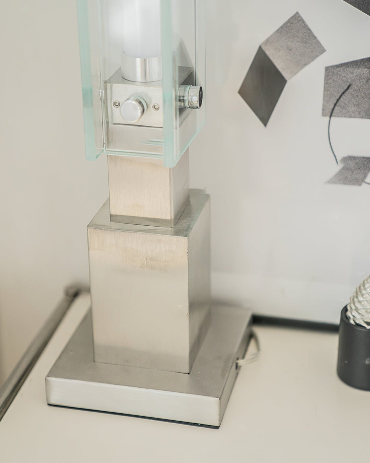 Modern Table Lamp  Glass and Steel Bauhaus Design - Product detail 6
