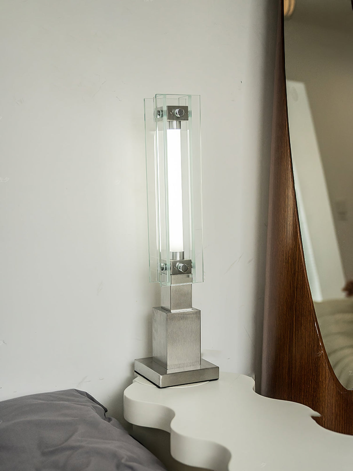 Modern Table Lamp  Glass and Steel Bauhaus Design - Product detail 8