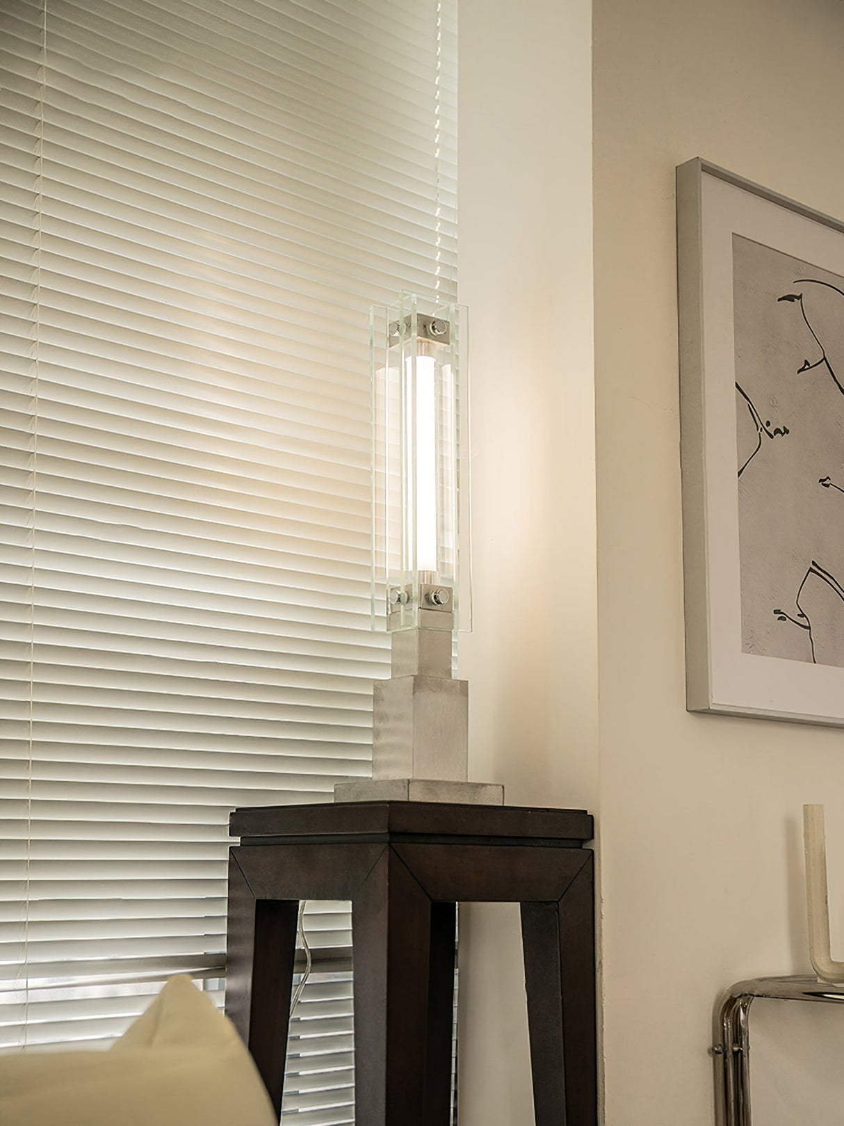 Modern Table Lamp  Glass and Steel Bauhaus Design - Product detail 10