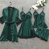 Luxury Silk Sleepwear Set  Lace Trim Kimono With Cami  Shorts - Product detail 6