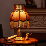Vintage Table Lamp  Brass Base with Fringed Velvet Shade - Product detail 24