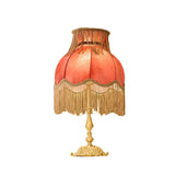 Vintage Table Lamp  Brass Base with Fringed Velvet Shade - Product detail 35