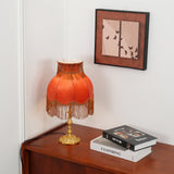 Vintage Table Lamp  Brass Base with Fringed Velvet Shade - Product detail 16