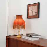 Vintage Table Lamp  Brass Base with Fringed Velvet Shade - Product detail 13