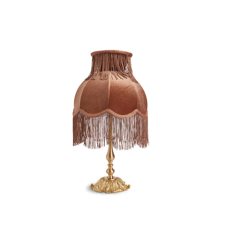 Vintage Table Lamp  Brass Base with Fringed Velvet Shade - Product detail 36
